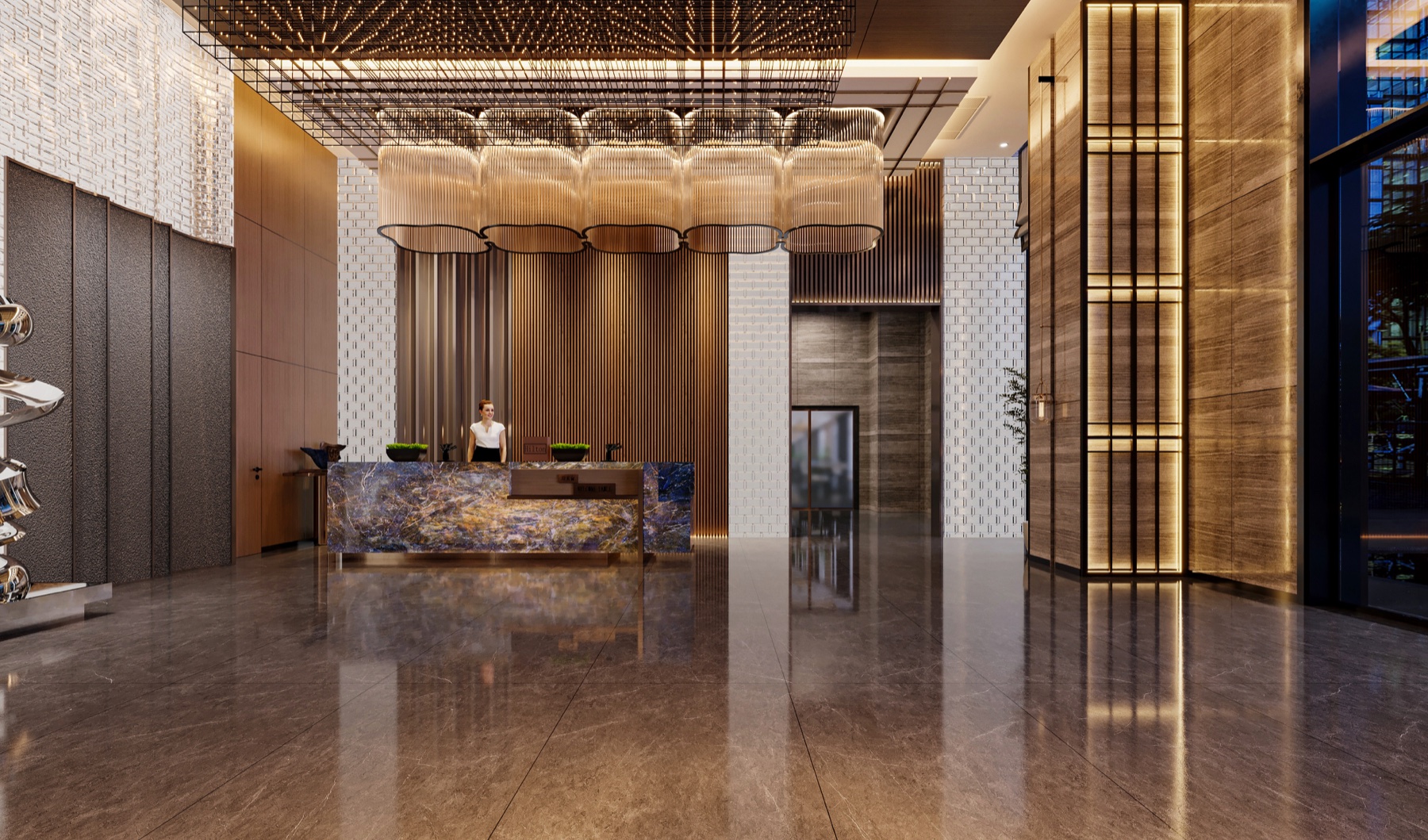 Commercial lobby interior rendering