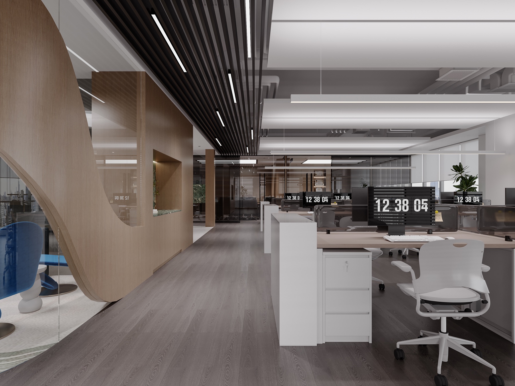 Office workplace interior rendering