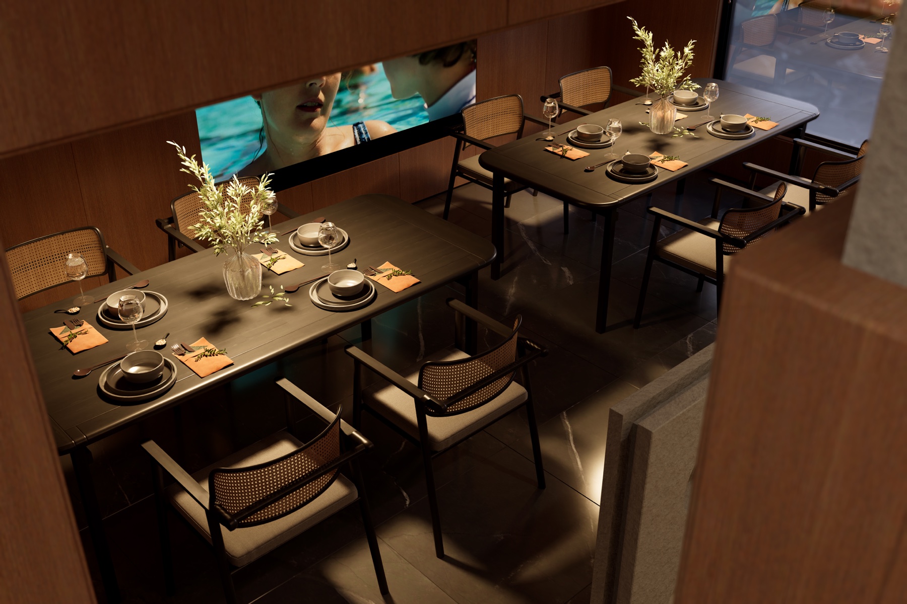 Hospitality dining interior rendering
