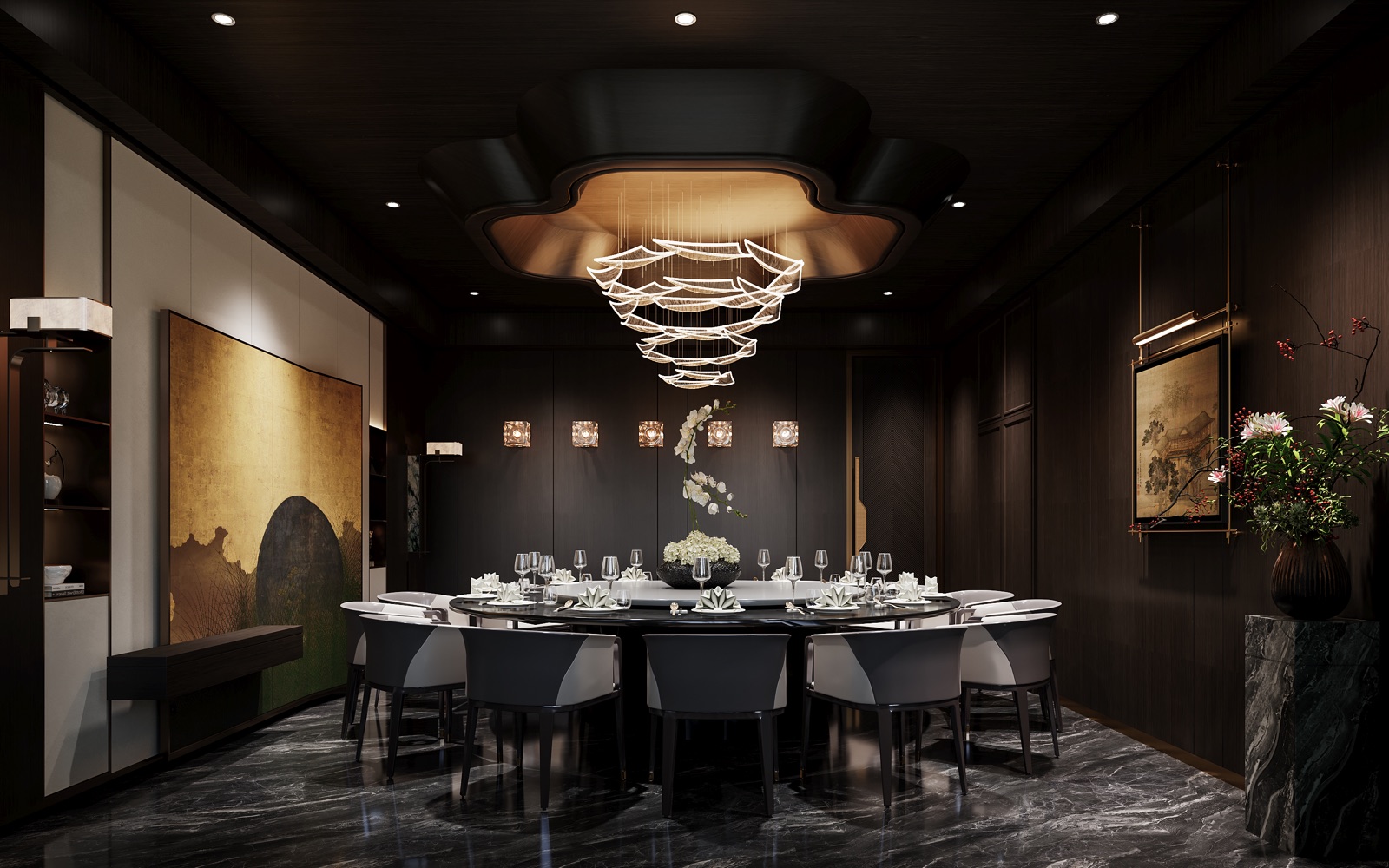 Private dining room interior rendering