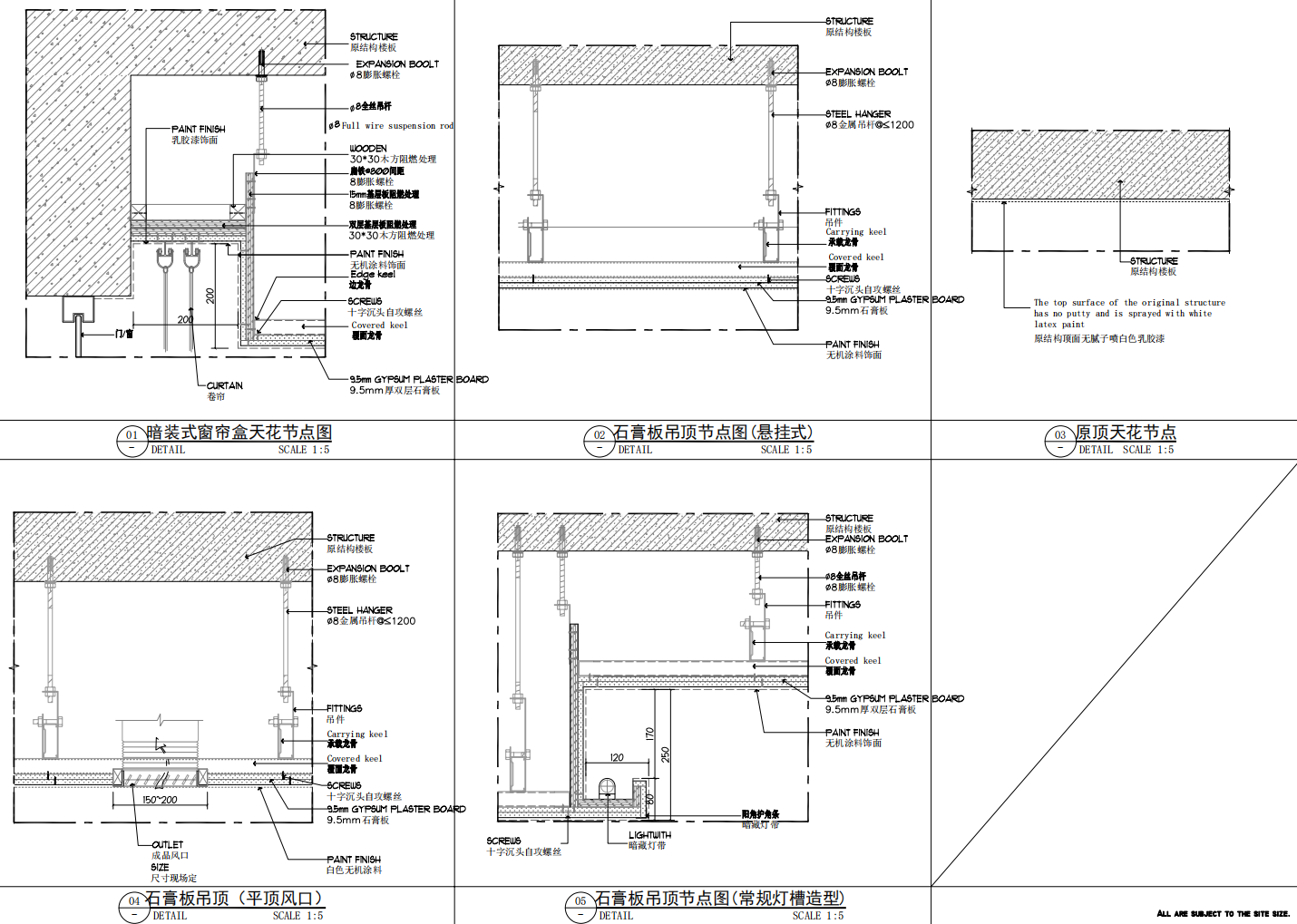 Workplace ceiling construction details